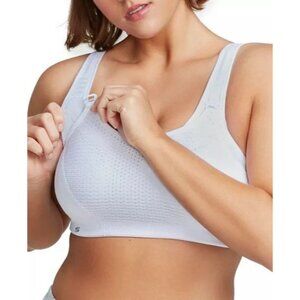 Glamorise White Custom Control Adjustable Wirefree Sport Bra Size 46DD Seamless